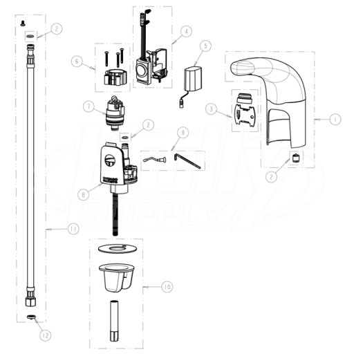 Chicago 116.101.AB.1 Hytronic Traditional Sensor Faucet Parts Breakdown