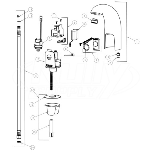Chicago 116.102.21.1 Hytronic Contemporary Sensor Faucet Parts Breakdown