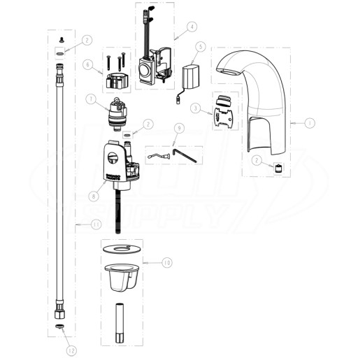 Chicago 116.102.AB.1 Hytronic Contemporary Sensor Faucet Parts Breakdown