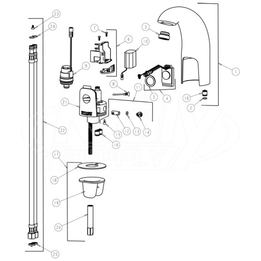 Chicago 116.112.21.1 Hytronic Contemporary Sensor Faucet Parts Breakdown