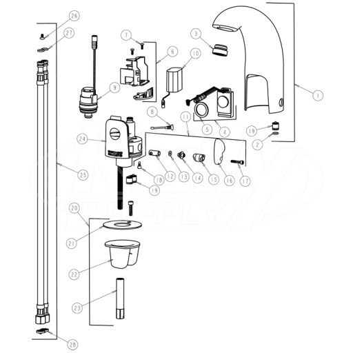 Chicago 116.122.21.1 Hytronic Contemporary Sensor Faucet Parts Breakdown
