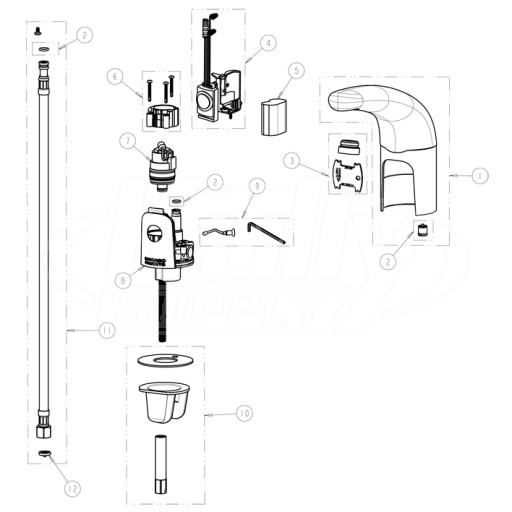 Chicago 116.201.AB.1 Hytronic Traditional Sensor Faucet Parts Breakdown