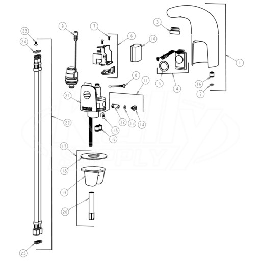 Chicago 116.211.21.1 Hytronic Traditional Sensor Faucet Parts Breakdown