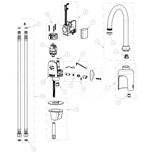 Chicago 116.432.AB.1 Hytronic Gooseneck Sensor Faucet Parts Breakdown