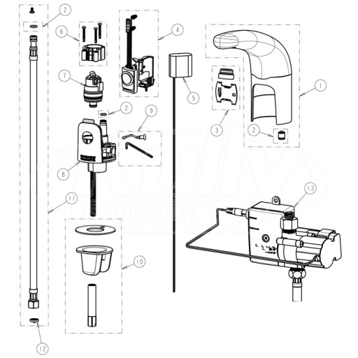 Chicago 116.901.AB.1 Hytronic Traditional Sensor Faucet Parts Breakdown