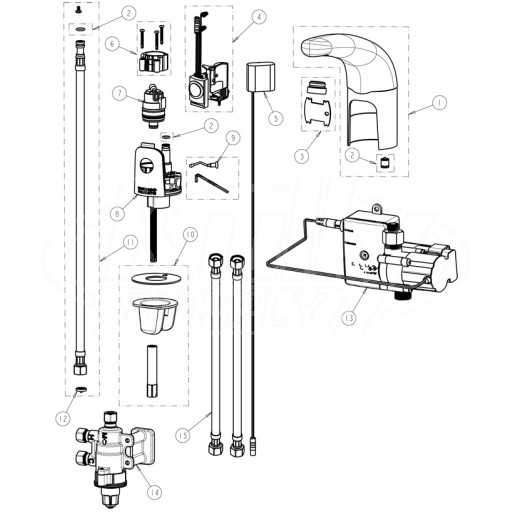 Chicago 116.921.AB.1 Hytronic Traditional Sensor Faucet Parts Breakdown