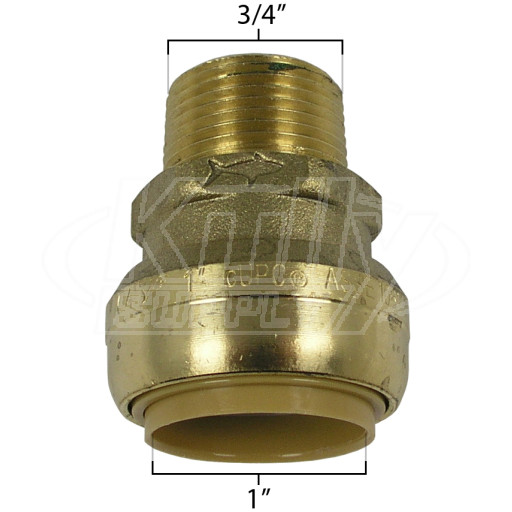 SharkBite U142LF Reducing Connector 1" x 3/4" MNPT - Lead Free