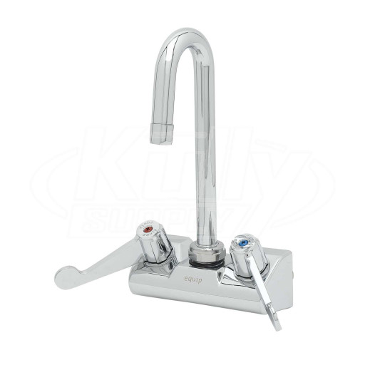 T&S Brass 5F-4WWX03 Equip 4" Wall Mount Faucet W/ 3" Swivel Gooseneck, 4" Wrist Handles, & 2.2 Gpm Aerator