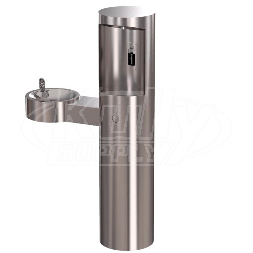 Murdock GYM74 Outdoor Pedestal Bottle Filler with Barrier-Free Drinking Fountain- Stainless Steel