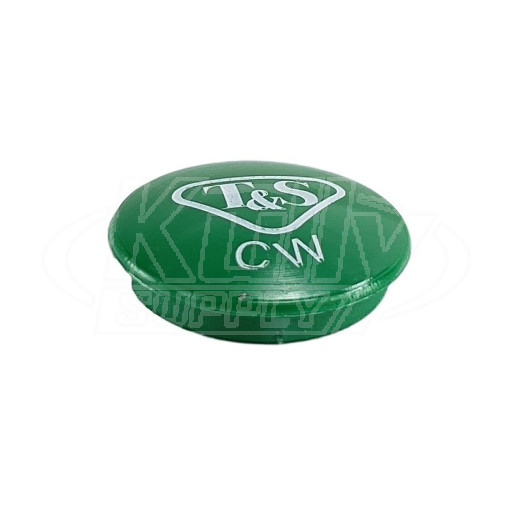 T&S Brass 001191-45NS Snap-In Index Button, Green (CW), T&S Logo