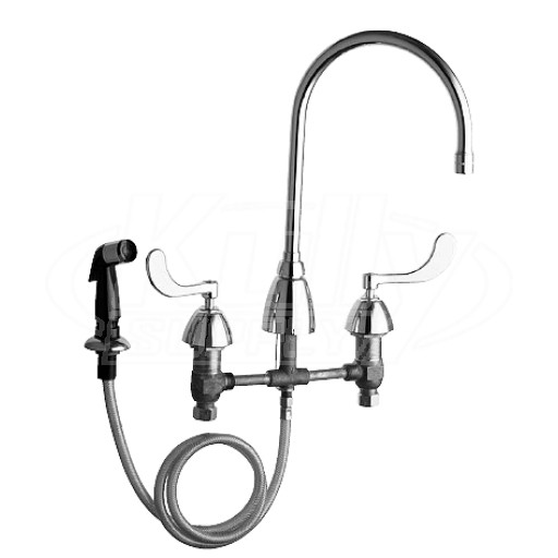 Chicago 200-AGN8AE3-317ABCP E-Cast Concealed Kitchen Sink Faucet w/ Side Spray