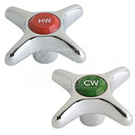 Chicago 204-PRJKCP 2-1/2" Metal Cross Handles w/ Hot & Cold Water Index Buttons