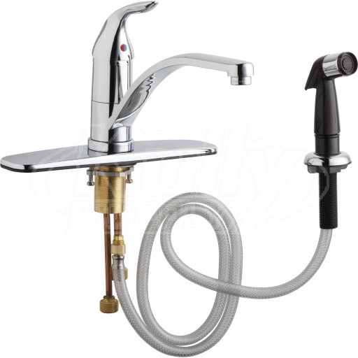 Chicago 432-ABCP Single Lever Hot and Cold Water Mixing Sink Faucet with Side Spray