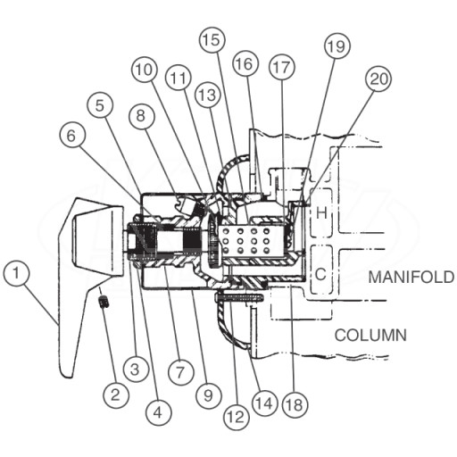Bradley Pressure Balancing Mixing Valve For Column Showers Parts Breakdown