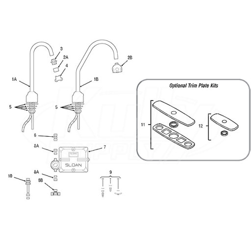 Sloan Optima Plus EBF-750 Faucet Parts Breakdown