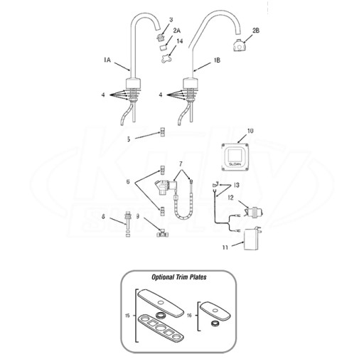 Sloan Optima(R) ETF-700 Faucet Parts Breakdown