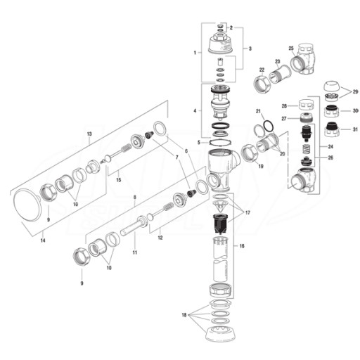 Sloan Naval Flushometer Parts Breakdown