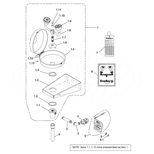 Bradley S19-220DCSS Parts Breakdown