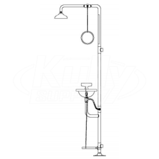 Speakman SE-605 Combination Drench Shower & Eye/Face Wash (with Rectangular Stainless Steel Receptor and Impeller Action Showerhead)