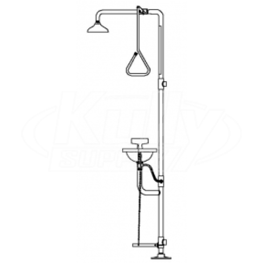 Speakman SE-607 Combination Drench Shower & Eye/Face Wash (with Rectangular Stainless Steel Receptor and Impeller Action Showerhead)