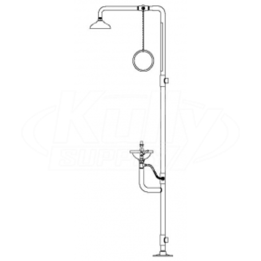 Speakman SE-614 Combination Drench Shower & Eyewash (with Rectangular Stainless Steel Receptor and Impeller Action Showerhead)