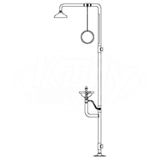Speakman SE-615 Combination Drench Shower & Eyewash (with Rectangular Plastic Receptor and Impeller Action Showerhead)