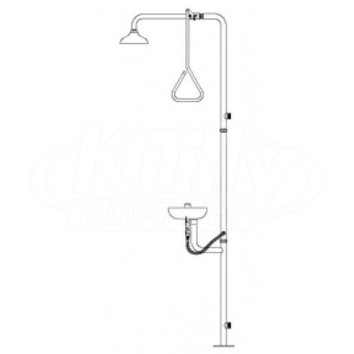 Speakman SE-628 Stay-Open Stainless Steel Combination Drench Shower & Eyewash (with Plastic Receptor)