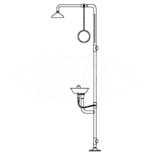 Speakman SE-691 Combination Drench Shower & Eye/Face Wash (with Stainless Steel Receptor and Impeller Action Showerhead)