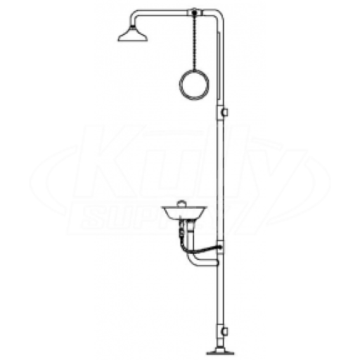 Speakman SE-694 Combination Drench Shower & Eye/Face Wash (with Stainless Steel Receptor and Impeller Action Showerhead)