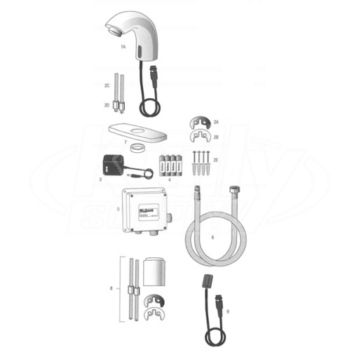 Sloan SF-2100/2150 Faucet Parts Breakdown