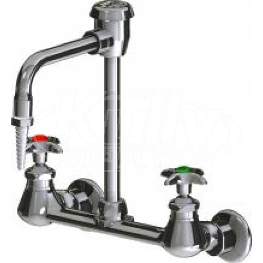 Chicago LWM4-A11-E Wall-Mounted Dual-Inlet Water Faucet with Adjustable Centers