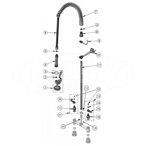 T&S Brass Spring Hose Pre-Rinse Parts Breakdown