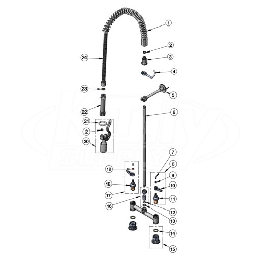 T&S Brass B-0123-BC Series Pre-Rinse Parts Breakdown
