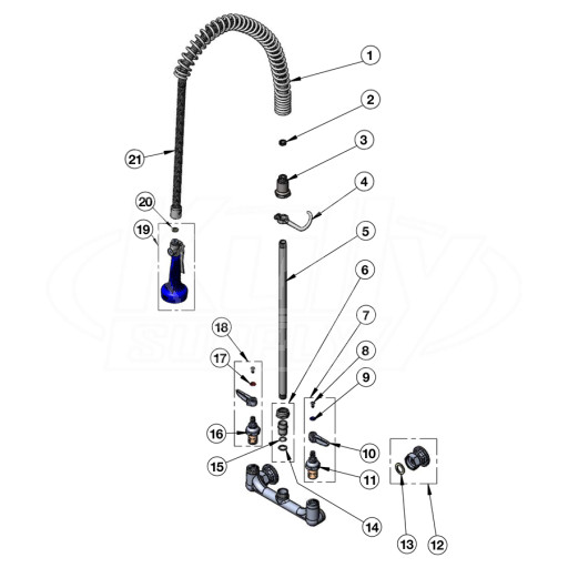 T&S Brass B-0133-B08 Series Pre-Rinse Parts Breakdown