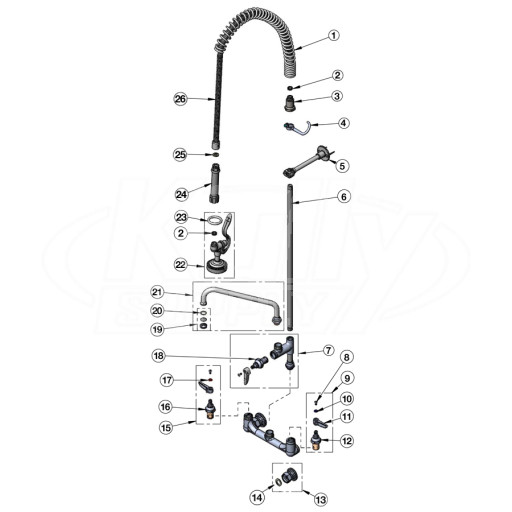 T&S Brass B-0133-ADF-B Series Pre-Rinse Parts Breakdown