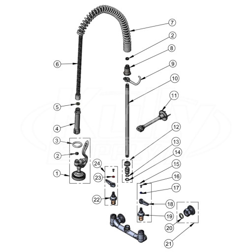 T&S Brass B-0133-B Series Pre-Rinse Units Parts Breakdown