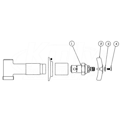 T&S Brass B-1025 Concealed Straight Valve Assembly  Parts Breakdown