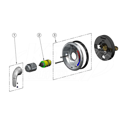 T&S Brass B-3204 Shower Valve   Parts Breakdown