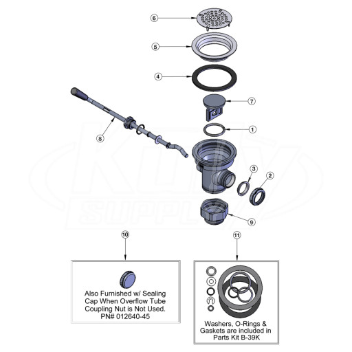 T&S Brass Twist Waste Less Overflow Parts Breakdown