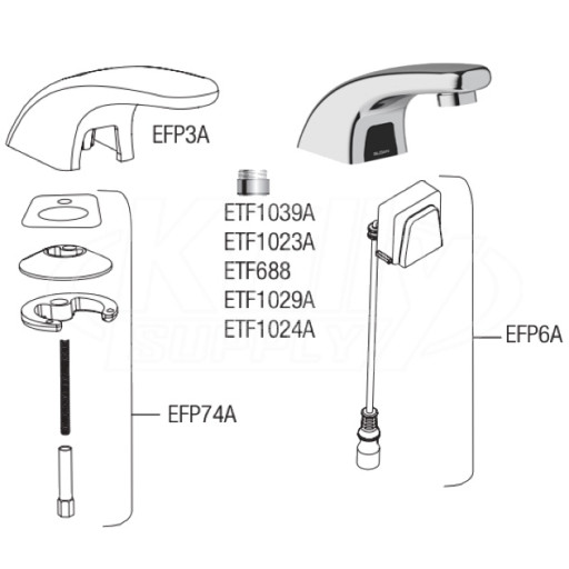 Sloan EBF-615 Battery-Powered Bluetooth Sensor Faucet Parts Breakdown (Post-2019)