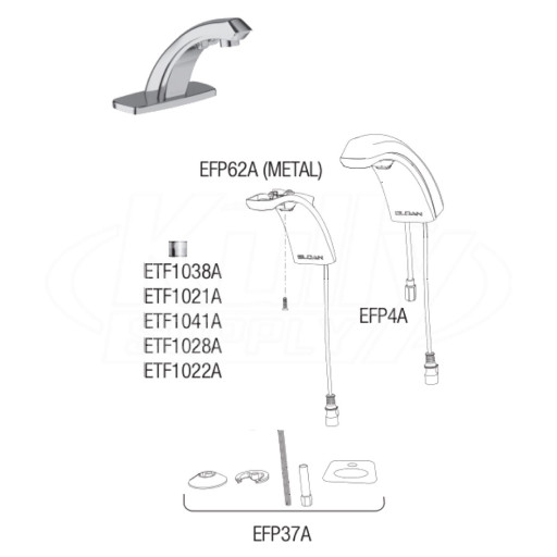 Sloan ETF-880 Hardwired Bluetooth Sensor Faucet Parts Breakdown (Post-2019)