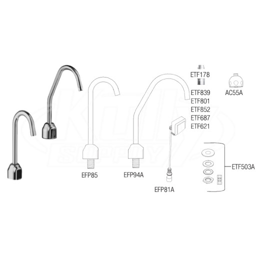 Sloan EBF-750 Battery-Powered Bluetooth Sensor Faucet Parts Breakdown (Post-2019)