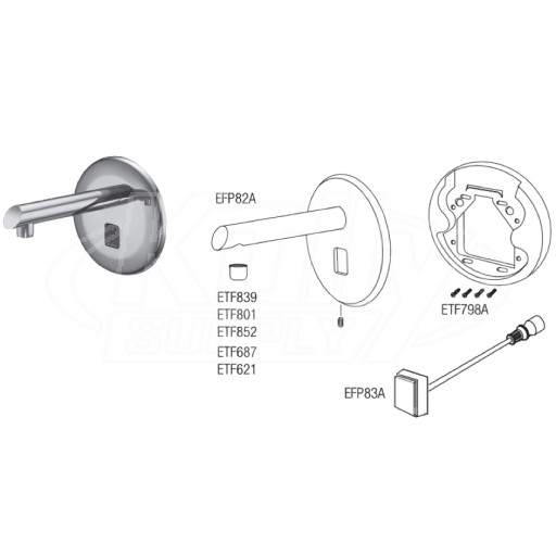 Sloan ETF-800 Hardwired Bluetooth Sensor Faucet Parts Breakdown (Post-2019)