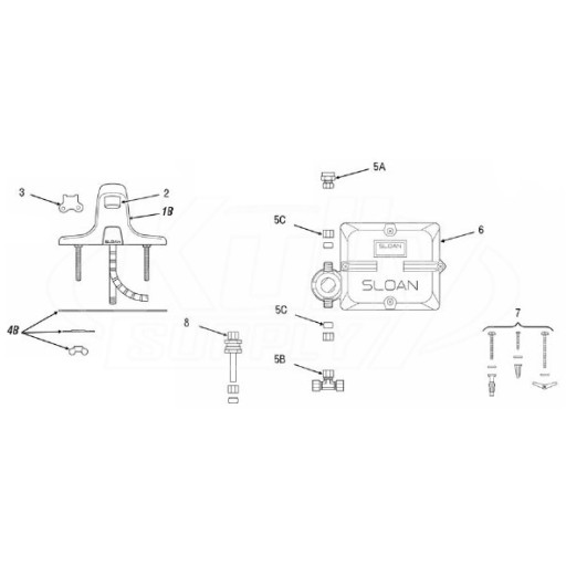 Sloan EBF-650 Faucet Parts Breakdown (Pre 09/2008)