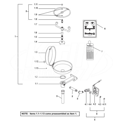 Bradley S19-220DCR Parts Breakdown