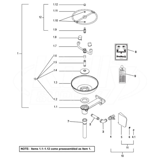 Bradley S19-220H Parts Breakdown
