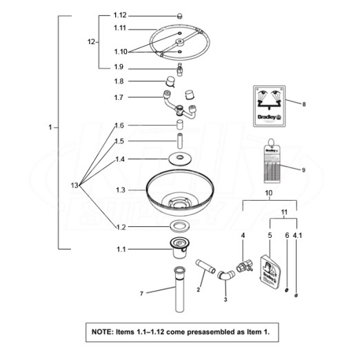 Bradley S19-230H Parts Breakdown