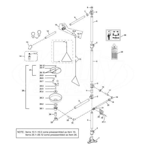 Bradley S19-310BFSS Parts Breakdown