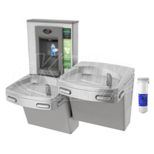 Oasis PGF8SBFSL Filtered Stainless Steel Dual Drinking Fountain with Manual Bottle Filler