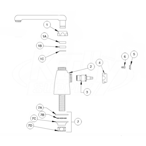 Zurn Single Control Swing Spout Lab Faucet Parts Breakdown 